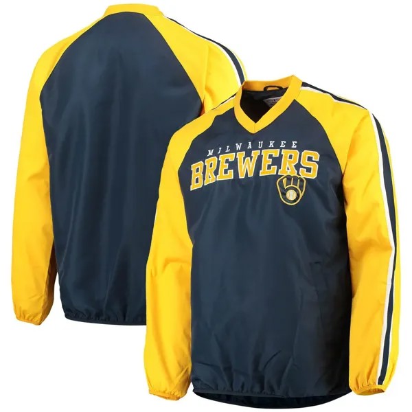 Мужская спортивная куртка Carl Banks темно-синего/золотого цвета Milwaukee Brewers Kickoff с v-образным вырезом и регланом G-III