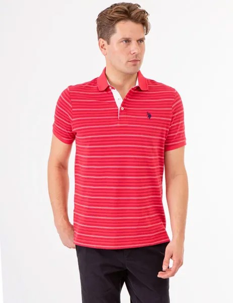 Рубашка-поло U.S. Polo Assn. Yarn Dye Birdseye Stripe, красный