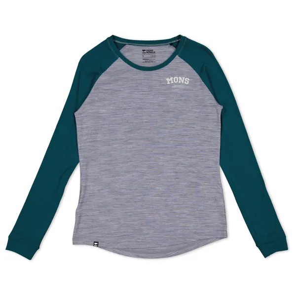 Рубашка из мериноса Mons Royale Women's Icon Merino Air Con Raglan, цвет Grey Heather/Evergreen