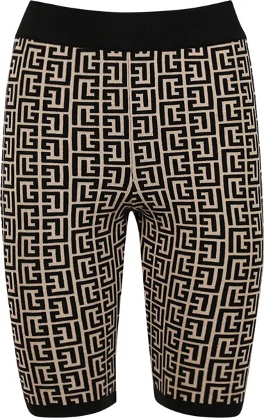 Шорты Balmain Monogram Knit Cyclist Shorts 'Black/White', разноцветный