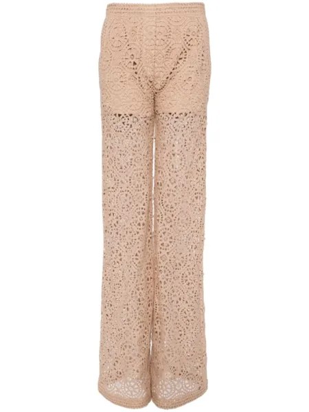 Elie Saab брюки в технике макраме, нейтральный цвет