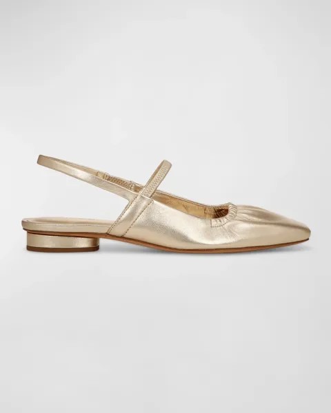 Балетки с открытой пяткой и эффектом металлик Venice Vince, цвет Champagne Gold Leather