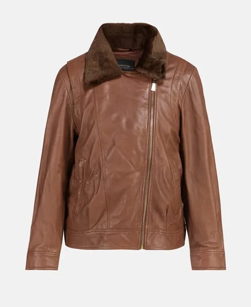 Кожаный пиджак Comma,, темно коричневый