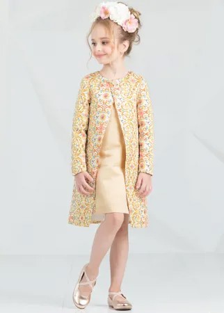 Комплект персикого цвета платье и пальто 