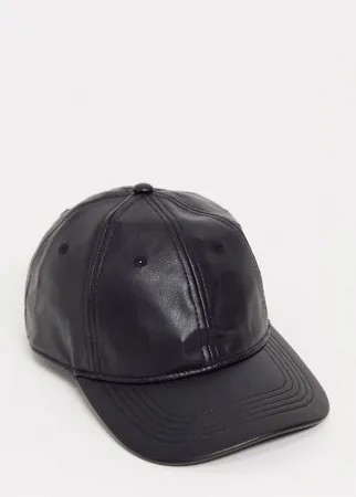Черная кепка из искусственной кожи Monki Georgia-Черный цвет