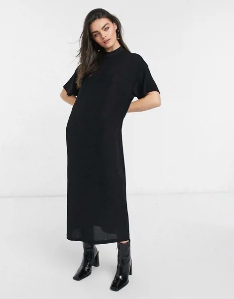Черное платье макси с короткими рукавами Dr Denim-Черный цвет