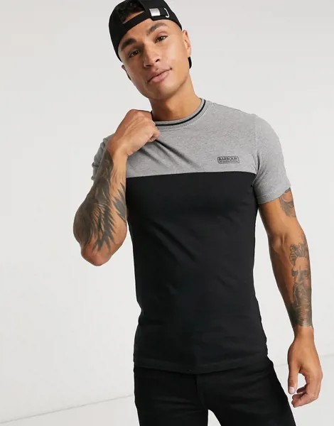 Черная футболка в стиле колор блок с окантовкой Barbour International-Черный цвет