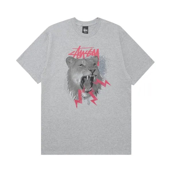 Футболка Stussy Pop Lion 'Grey Heather', серый