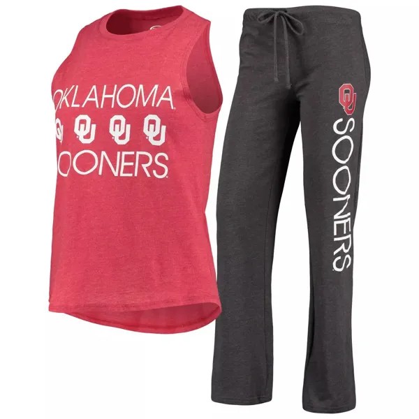 Женский комплект для сна с майкой и брюками Concepts Sport малиновый/темно-серый Oklahoma Earlys Team