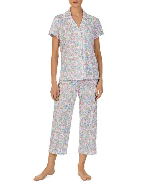 Пижамный комплект с короткими рукавами и воротником-стойкой Capri Pant Ralph Lauren