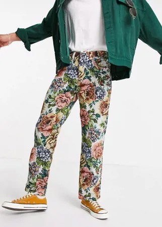 Разноцветные тканые джинсы с цветочным узором в винтажном стиле Jaded London-Многоцветный