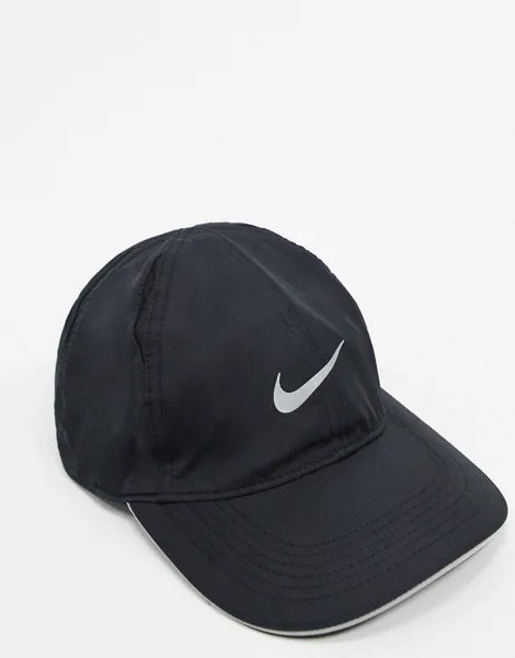 Черная кепка с логотипом-галочкой Nike Running aerobill-Черный