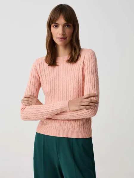 Пуловер косой вязки с круглым вырезом Ovs, цвет coral pink
