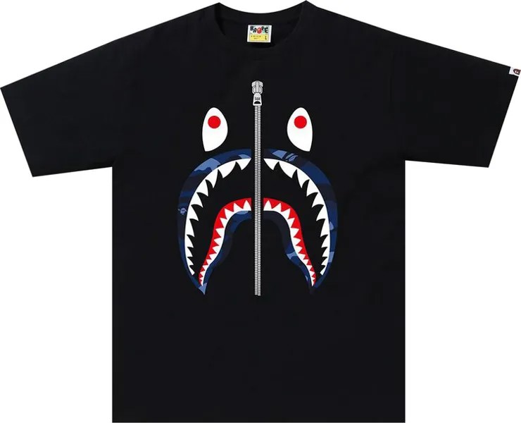 Футболка BAPE Color Camo Shark Tee 'Black/Navy', черный