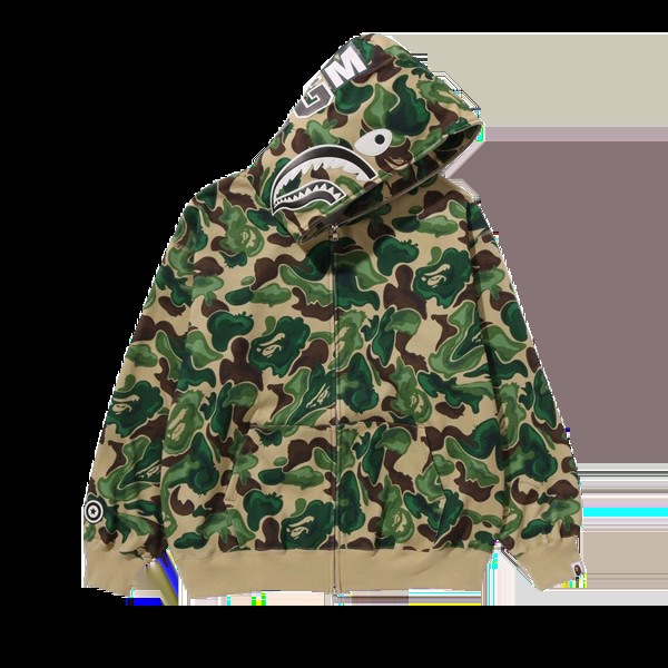 Худи BAPE Art Camo Shark Full Zip 'Green', зеленый