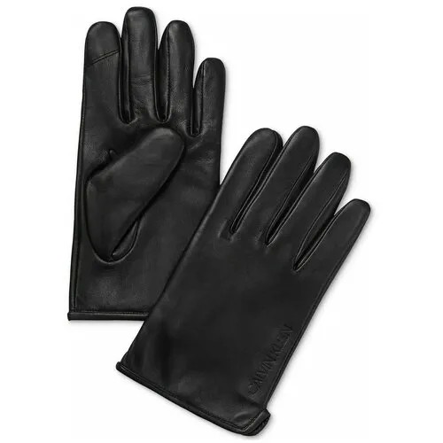 Перчатки Calvin Klein L черные кожаные на флисе