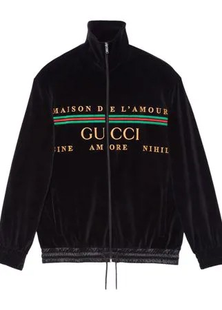 Gucci куртка-бомбер с вышитым логотипом