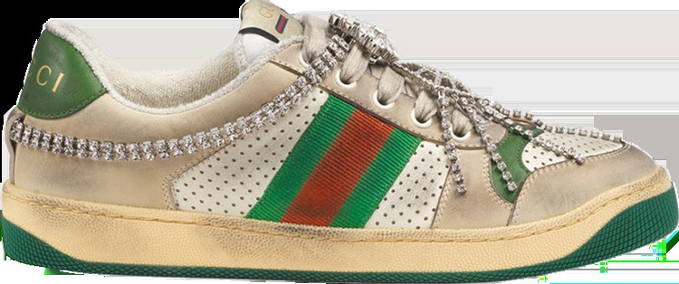 Кроссовки Gucci Wmns Screener Off White Green Crystals, зеленый