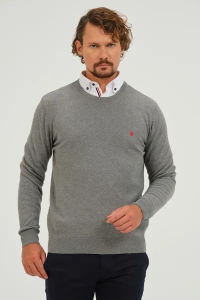 Хлопковый свитер тонкой вязки Giorgio Di Mare, серый