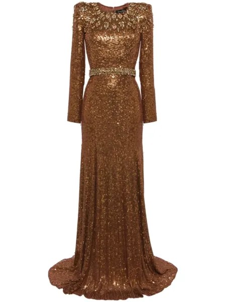 Платье Georgia с длинными рукавами и пайетками Jenny Packham, золотистый