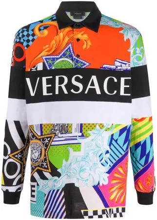 Versace рубашка поло с абстрактным принтом