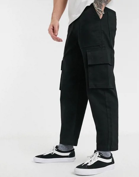 Зауженные джинсы с карманами-карго из денима плотностью 14 унц ASOS WHITE-Черный