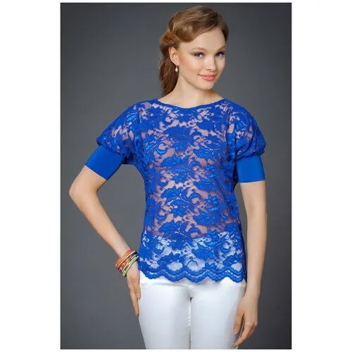Блуза Арт-Деко, размер 48, голубой