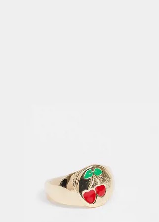 Золотистое кольцо с вишенкой в императорском стиле ASOS DESIGN Curve-Золотистый