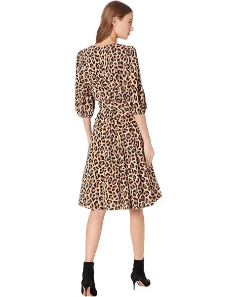 Платье Kate Spade New York Lovely Leopard Wrap Dress, цвет Roasted Cashew
