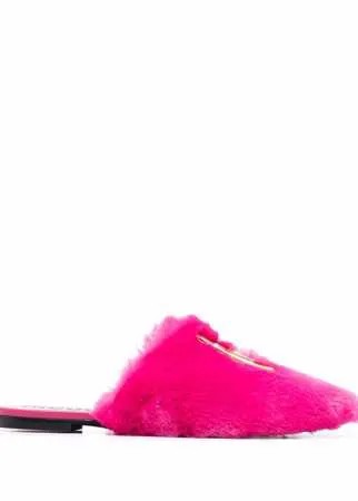 Moschino мюли с искусственным мехом и логотипом