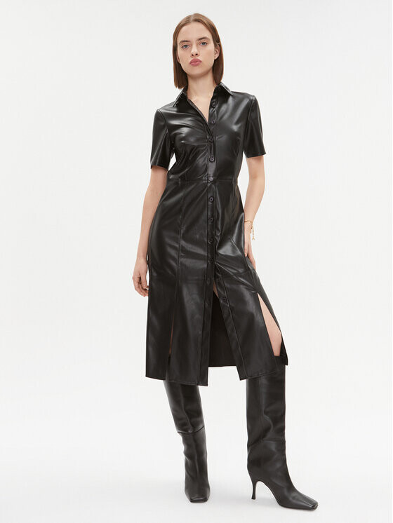 Платье из искусственной кожи, стандартного кроя Dkny, черный