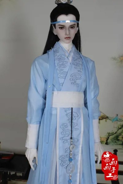 70 см 1/3 одежда для шарнирной куклы, неразобранная Lan Wangji Wang Yibo, синий костюм, индивидуальный заказ, мужской костюм для мальчика, китайская кол...