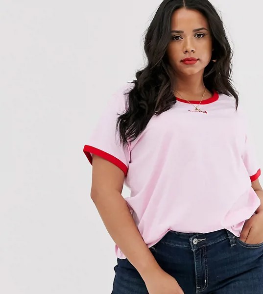 Футболка с контрастной отделкой и логотипом Levi's Plus-Розовый