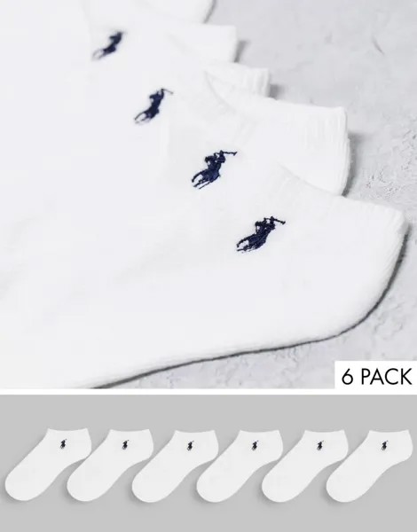 Комплект из 6 белых носков с логотипом Polo Ralph Lauren
