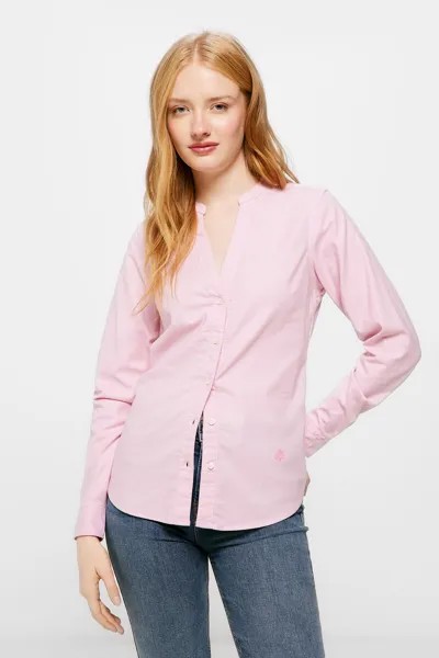 Оксфордская блузка с воротником-стойкой Springfield, фиолетовый