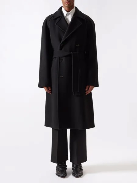 Двубортное пальто с поясом Bottega Veneta, черный