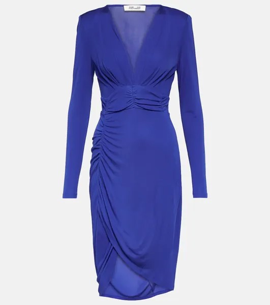 Платье миди magena из джерси со сборками Diane Von Furstenberg, синий