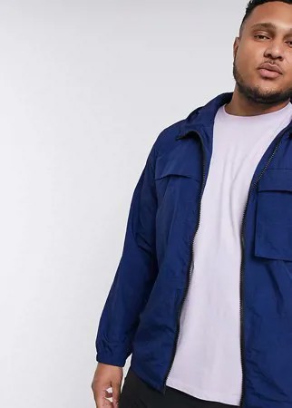 Синяя ветровка с капюшоном ASOS DESIGN Plus-Голубой