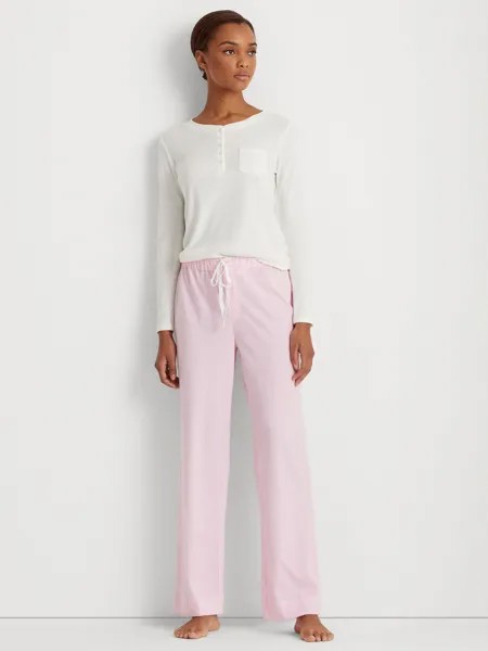 Длинные пижамные штаны в полоску Lauren Ralph Lauren, розовые