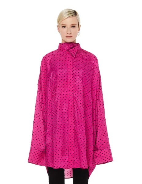Розовая рубашка в горошек с шарфиком