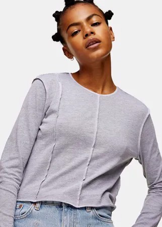 Лонгслив со строчкой Topshop-Серый