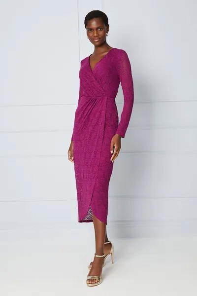 Платье миди со сборками и запахом Wallis, фиолетовый