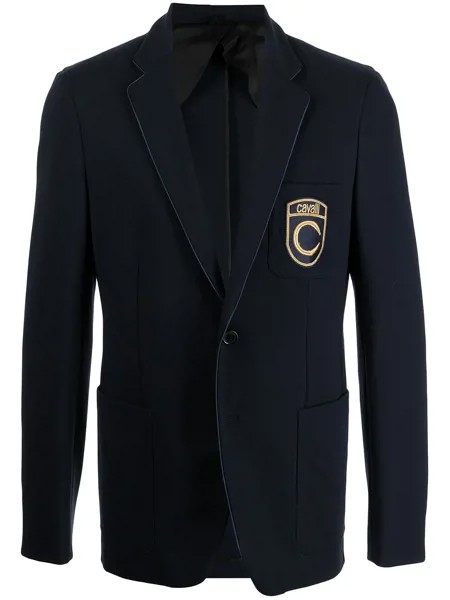 Roberto Cavalli однобортный пиджак с нашивкой-логотипом