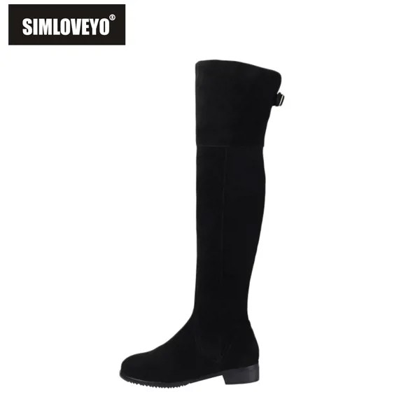 SIMLOVEYO Zapatos толстая подошва выше колена кожаные высокие женские скользящие эластичные зимние теплые носки сапоги женские Размеры 35-43 F1450