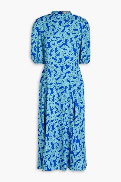 Платье миди из крепдешина с принтом Nella DIANE VON FURSTENBERG, синий
