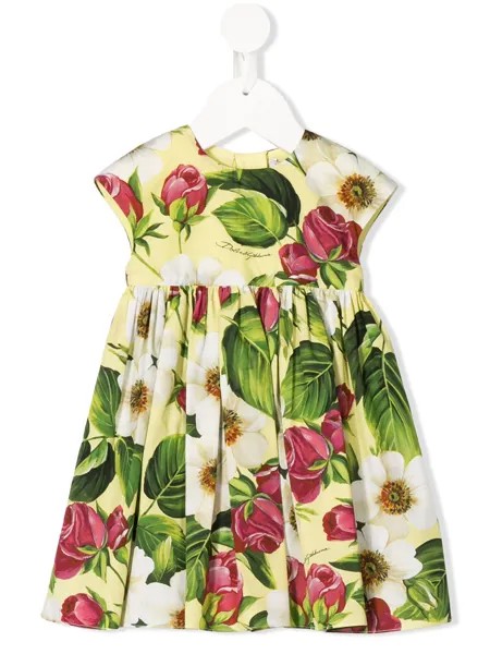 Dolce & Gabbana Kids платье с цветочным принтом и складками