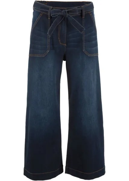 Ультрамягкие джинсы с завышенной талией 7/8 удобным поясом с завышенной талией свободный крой Bpc Bonprix Collection, синий