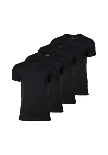 Мужская футболка, 4 шт. в упаковке - C-NECK T-SHIRT 4-PACK, круглый вырез, короткий рукав, хлопок GANT, черный