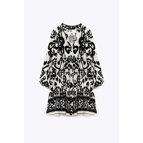 Сарафан Zara, размер XXL, бежевый, черный
