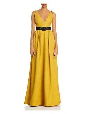 REBECCA VALLANCE Женское желтое вечернее платье без рукавов с завышенной талией 0